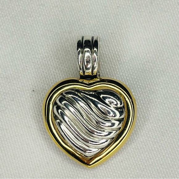 David Yurman 18K & Sterling Silver Heart Locket Enhancer Pendant - Picture 6 of 6